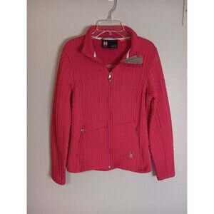 SPYDER Hot Pink Ribbed Knit Zip Front Core Sweater Jacket Women’s Sz Medium